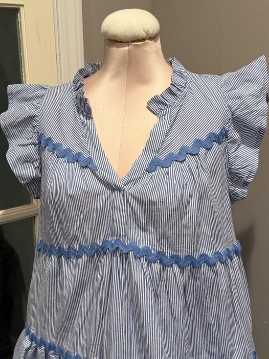 Umgee Blue and White Striped Mini Dress - Picture 5 of 11